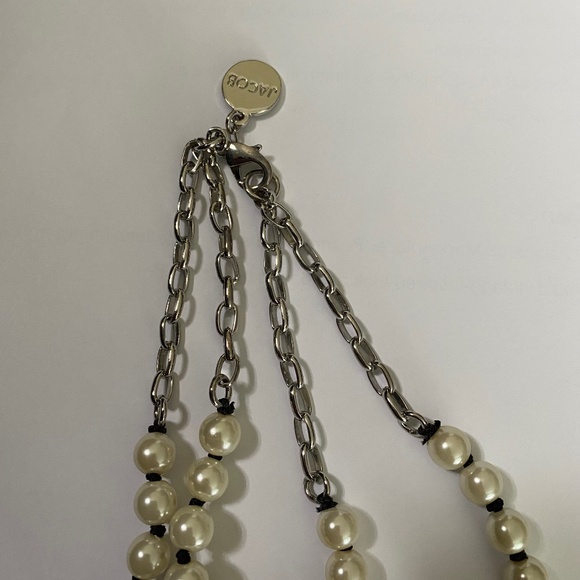 Jacob Multi-Strand Faux Cream Pearl Necklace Graduated Statement Silver Tone Ext - Picture 8 of 14